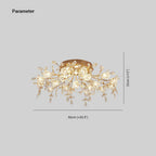 Arisha Art Deco Elegant Golden Crystal Flower Flush Mount Ceiling Light