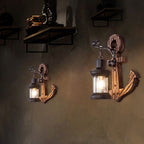Epoch Anchor Lantern Wall Lamp – Vintage Antique Wooden Bedroom Sconce