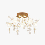 Arisha Art Deco Elegant Golden Crystal Flower Flush Mount Ceiling Light