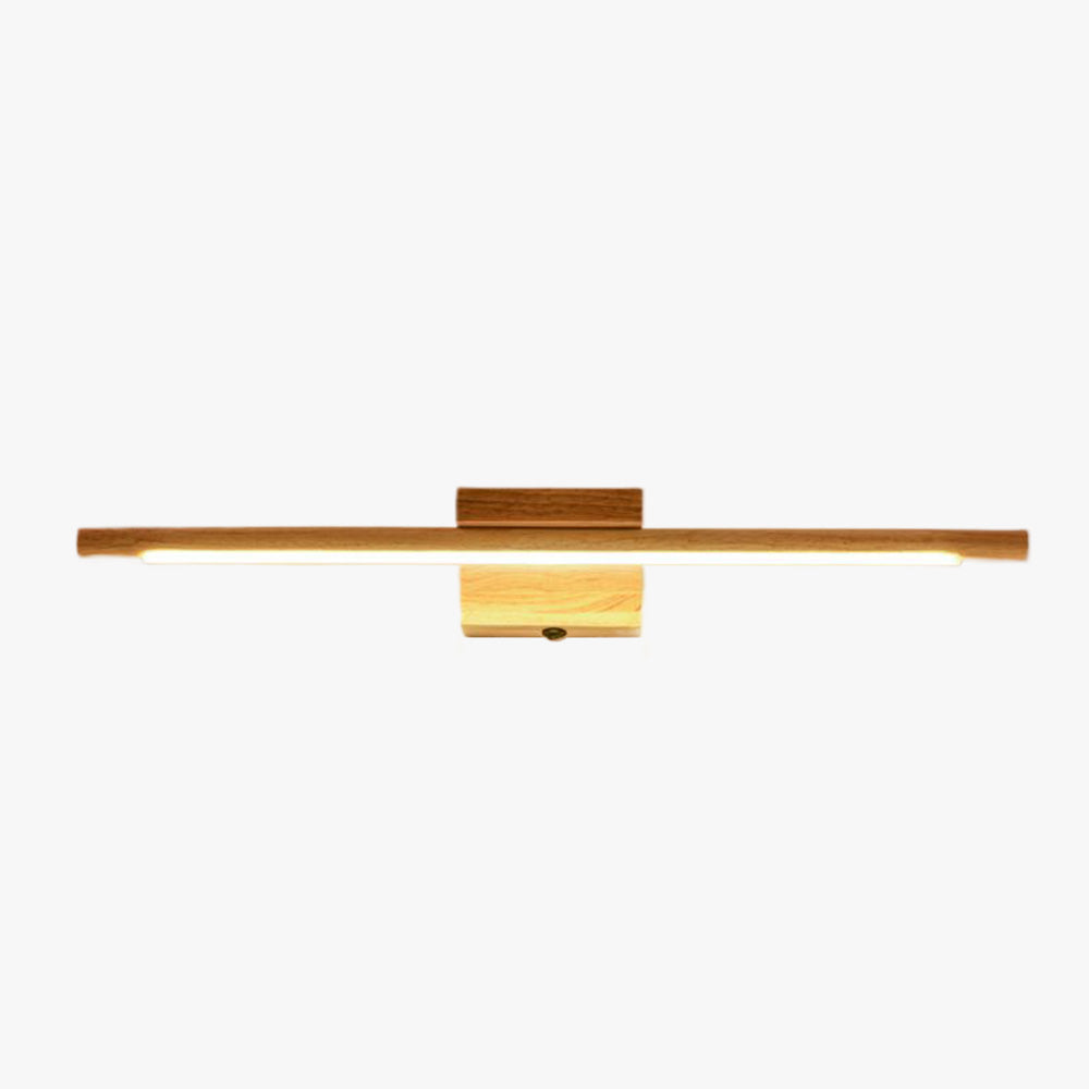 Muto Natural Wood Linear Vanity Wall Lamp with Mirror Front