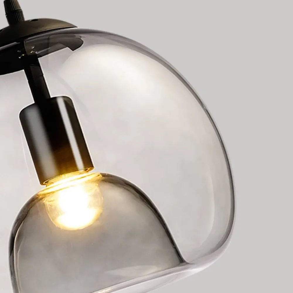 June Globe Glass Pendant Light, Amber/Smoky Grey