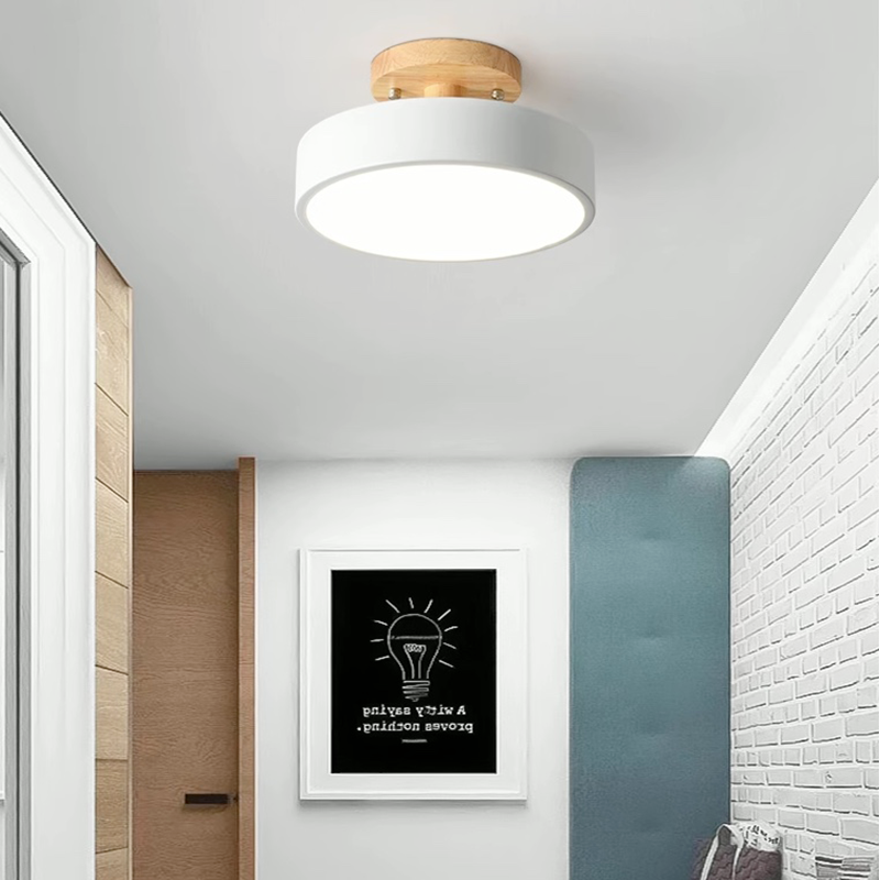 Orya Round LED Flush Mount Ceiling Light Modern Wood Colorful