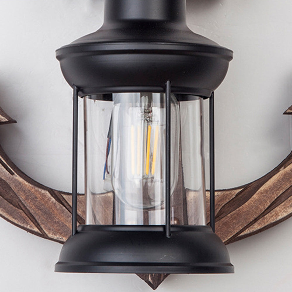 Epoch Anchor Lantern Wall Lamp – Vintage Antique Wooden Bedroom Sconce