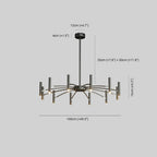Arisha Modern Blown Linear Metal Multi-heads Chandelier