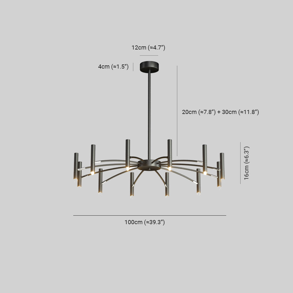 Arisha Modern Blown Linear Metal Multi-heads Chandelier