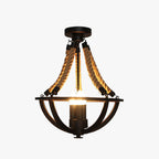Alessio Vintage Rustic Swag Metal Pendant Light, Black