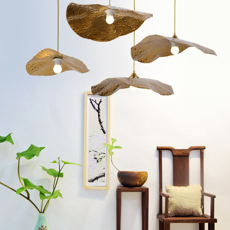 Arisha Natural Lotus Leaf Metal Pendant Light