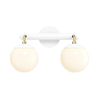 2-Light Globe Vanity Wall Sconce Frosted Opal Glass Bathroom Bedroom