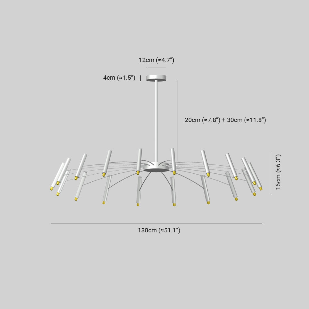 Arisha Modern Blown Linear Metal Multi-heads Chandelier