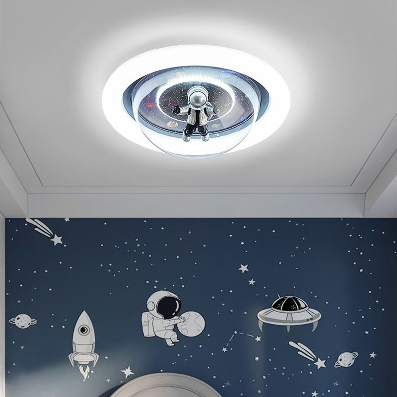 Aria Cosmic Astronaut & Galaxy Motif Flush Mount Ceiling Light