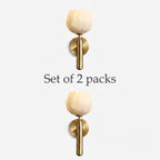 Alabaster Flower Wall Sconce Brass LED Botanical Indoor Bedroom Living Room — Brass Black Single or Set of 2