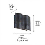 Water Wave Up-Down Outdoor Wall Light LED Die-Cast Aluminum IP65 Hardwired — Singles to 8-Pack