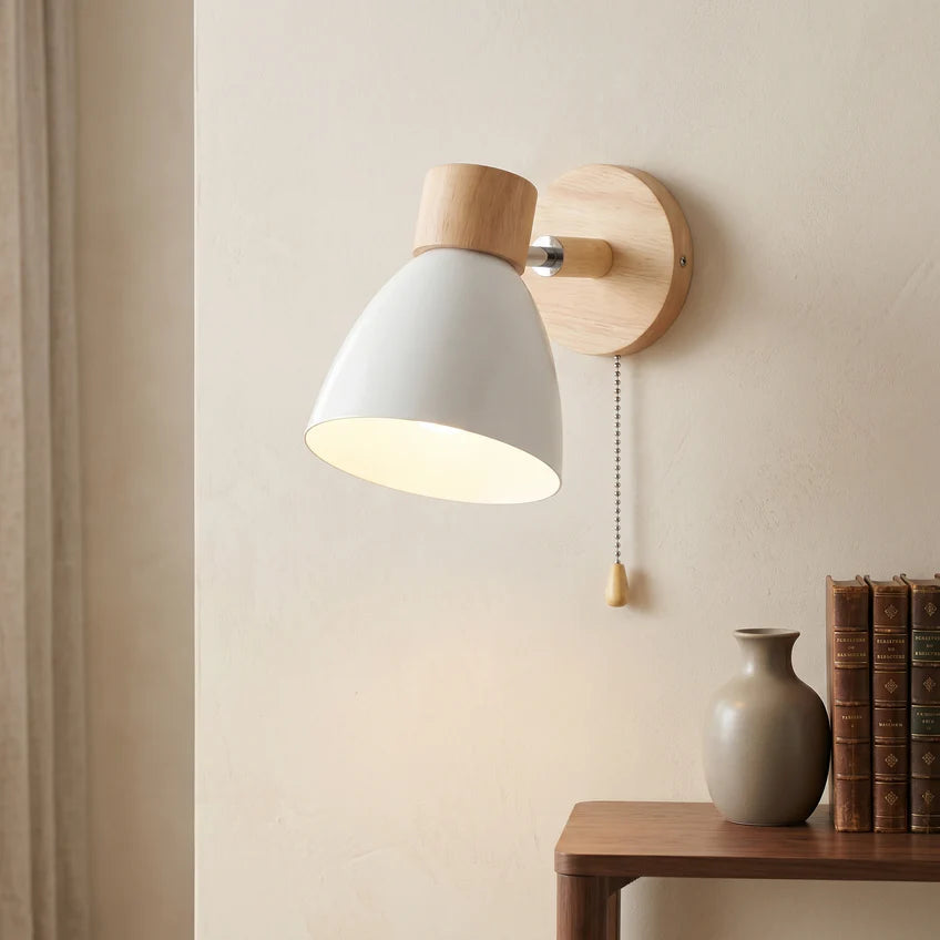 White Nordic wood wall sconce