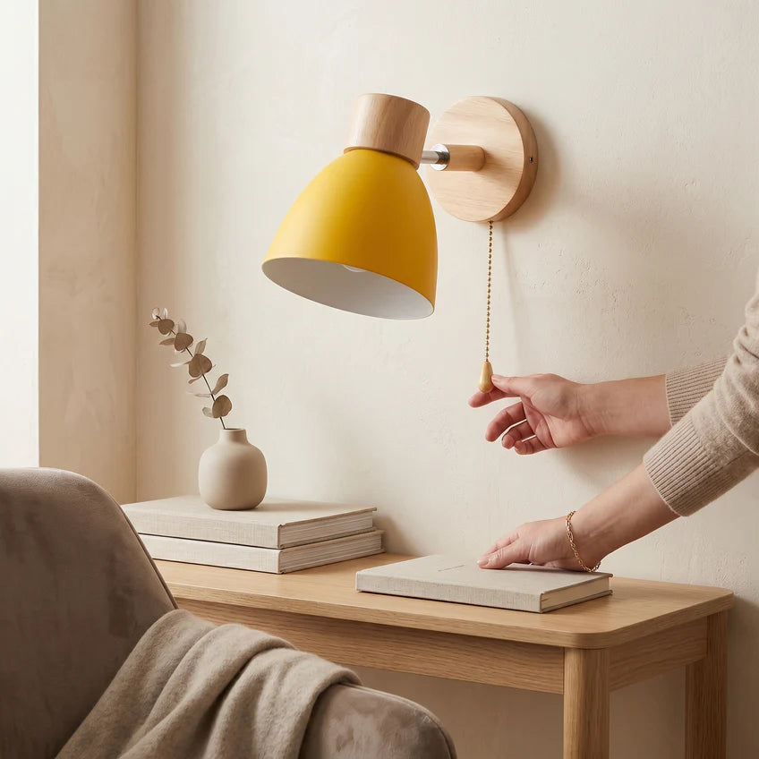 Nordic wood wall sconce lifestyle