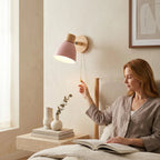 Nordic wood wall sconce detail