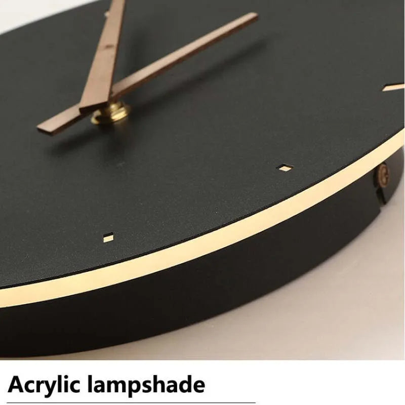 Glint Modern Round Wall Clock Lamp – Gold & Black