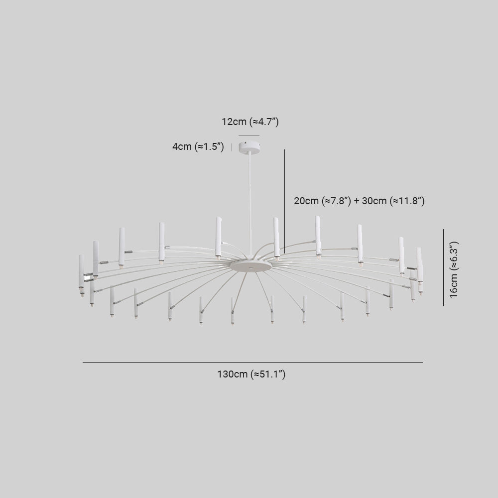 Arisha Modern Blown Linear Metal Multi-heads Chandelier