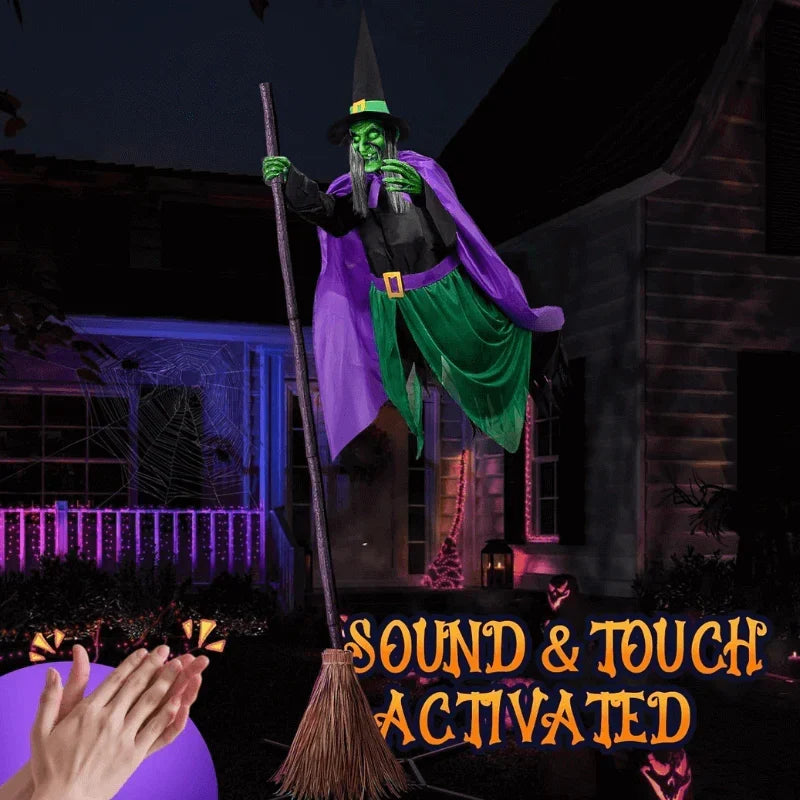 Flying Broom Halloween Decor