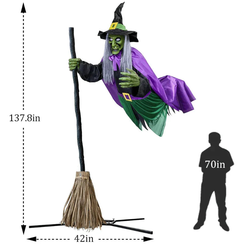 Flying Broom Halloween Decor