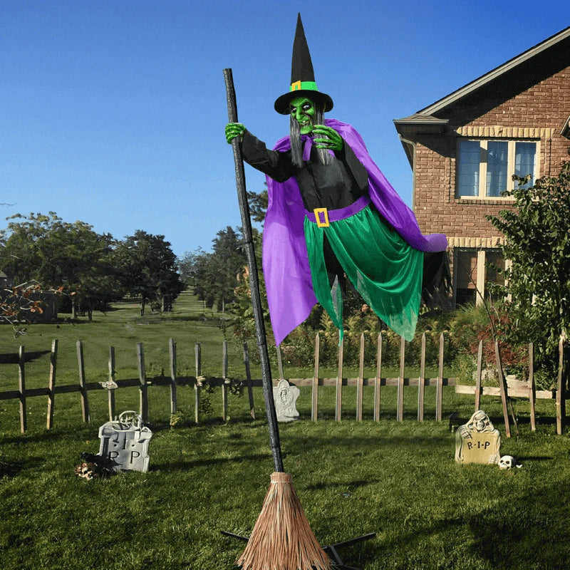 Flying Broom Halloween Decor