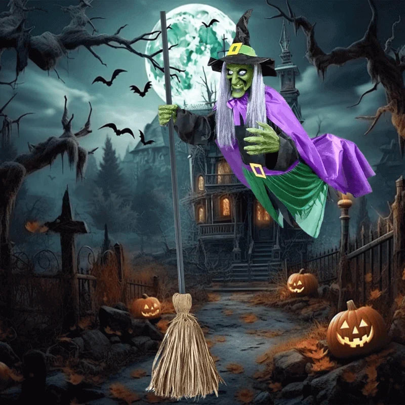 Flying Broom Halloween Decor