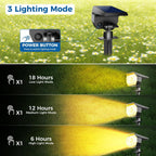 Solar landscape spotlights adjustable IP67 outdoor garden — installed on ground spike in garden