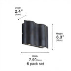 Water Wave Up-Down Outdoor Wall Light LED Die-Cast Aluminum IP65 Hardwired — Singles to 8-Pack