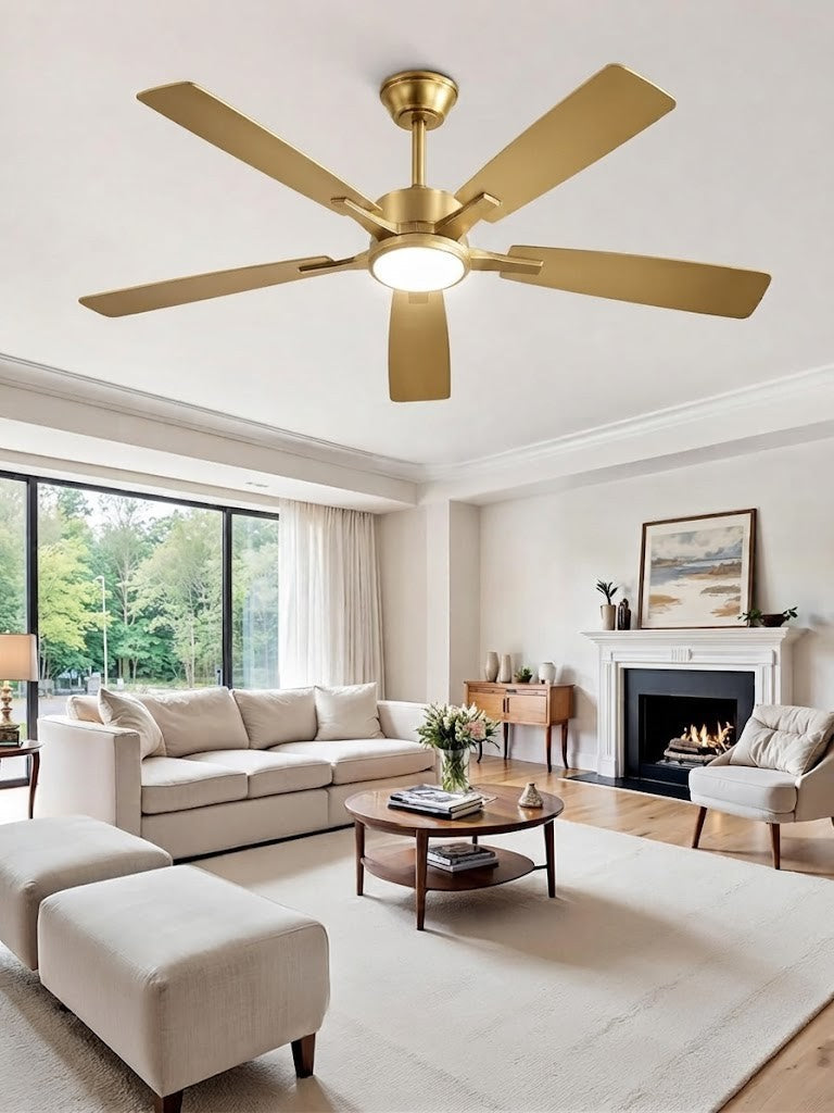 6-Speed DC Motor Ceiling Fan Stepless Color Temperature Dimmable 20W LED Reversible Bedroom — 42 to 60 Inch