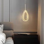 Gold Geometric Pendant Light LED 3-Step Dimming Oval Round Teardrop Bedroom Dining Room — 1 to 2 Lights