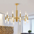 Kristy Modern Cylindrical Metal Chandelier, Gold