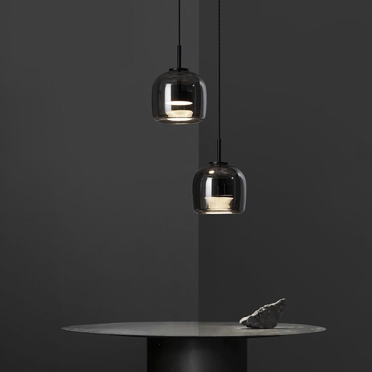 June Minimalist Pendant Light Glass Smoke Gray