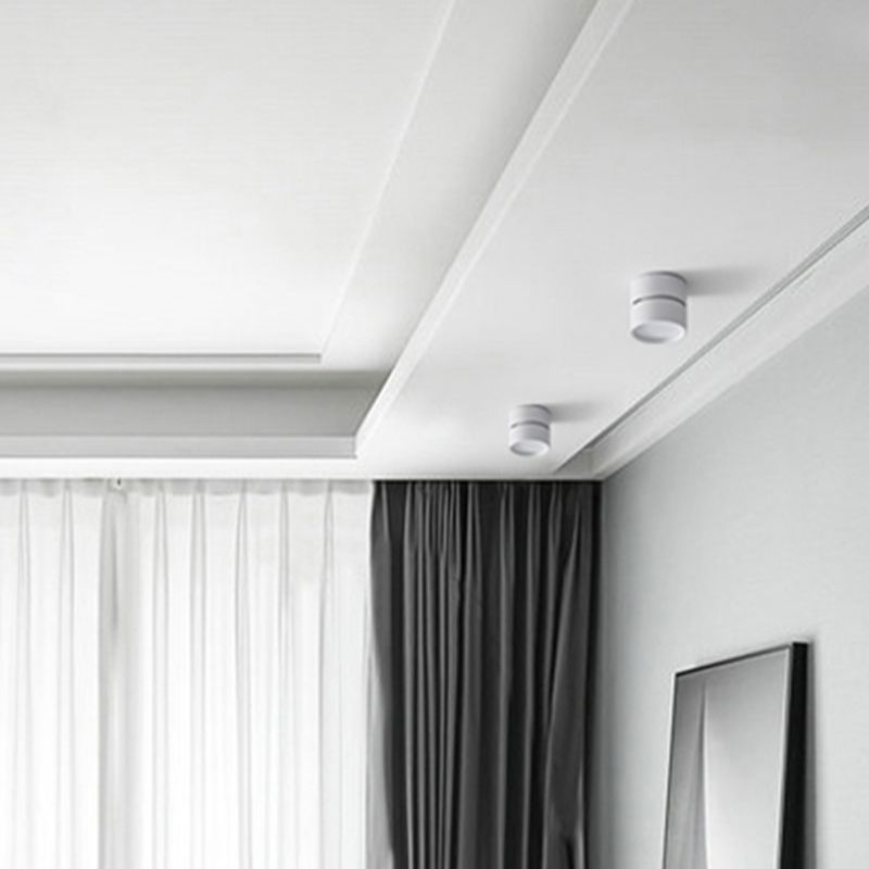 Arisha Flush Mount Ceiling Light Cylindrical Modern, Metal, Black/White, Hallway
