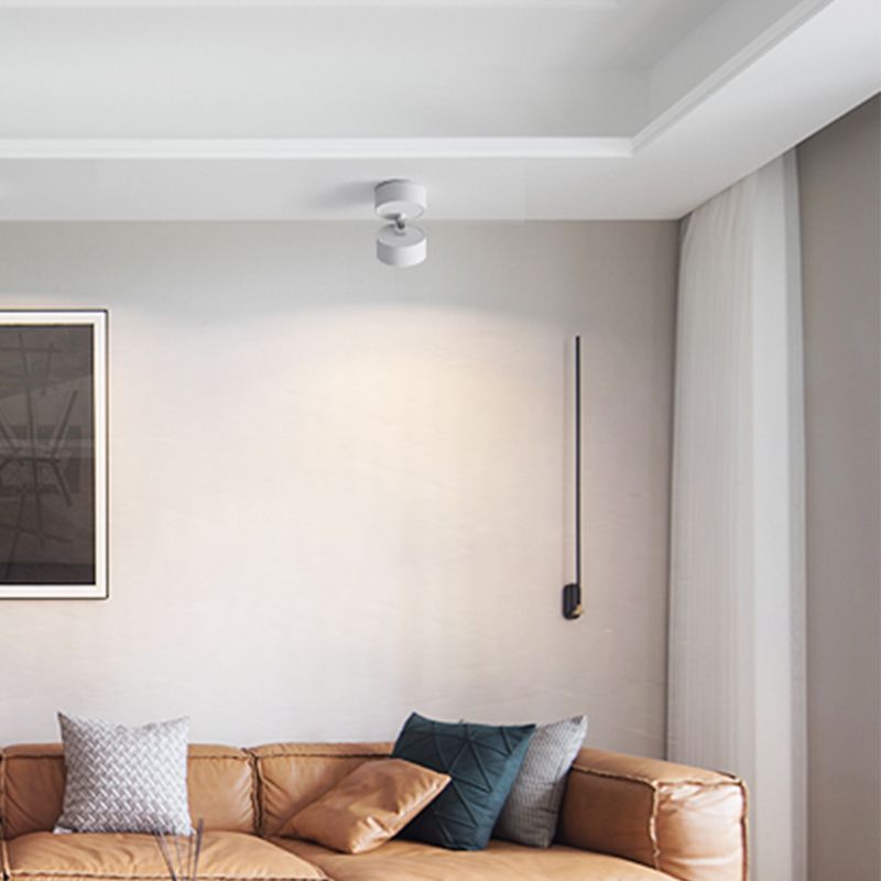 Arisha Flush Mount Ceiling Light Cylindrical Modern, Metal, Black/White, Hallway