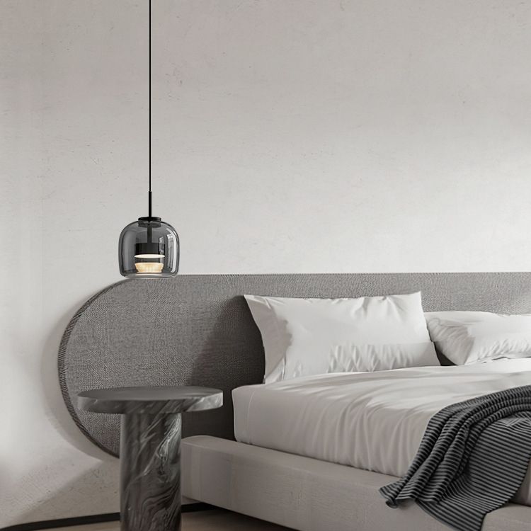 June Minimalist Pendant Light Glass Smoke Gray