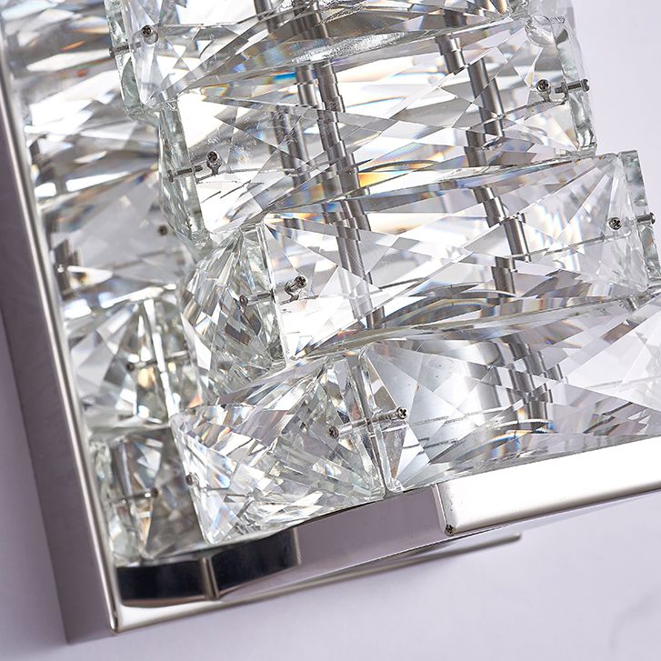 Kristy Modern Rectangular Crystal LED Vanity Wall Light with Metal Frame