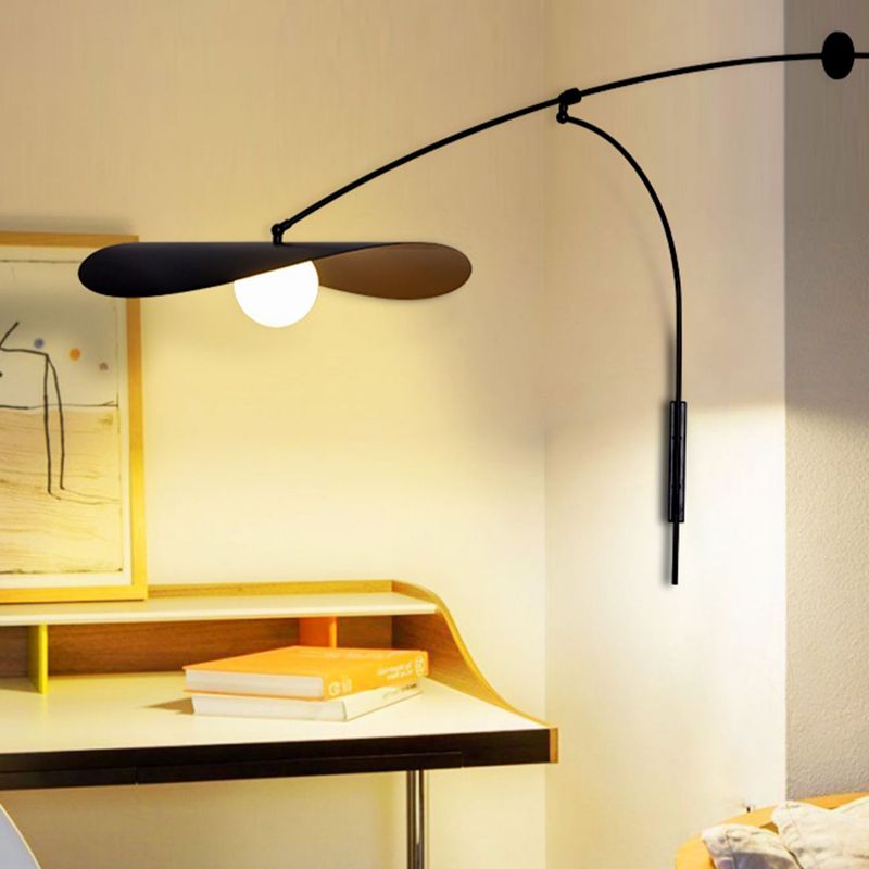 Arisha Arc Wall Lamp – Black & Gold Metal and Glass Sconce for Bedroom