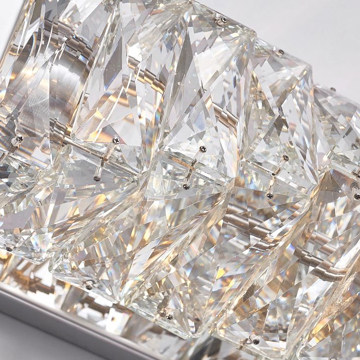 Kristy Modern Rectangular Crystal LED Vanity Wall Light with Metal Frame