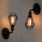 Alessio Industrial Lantern-Style Metal Wall Sconce – Black & Rust Finish