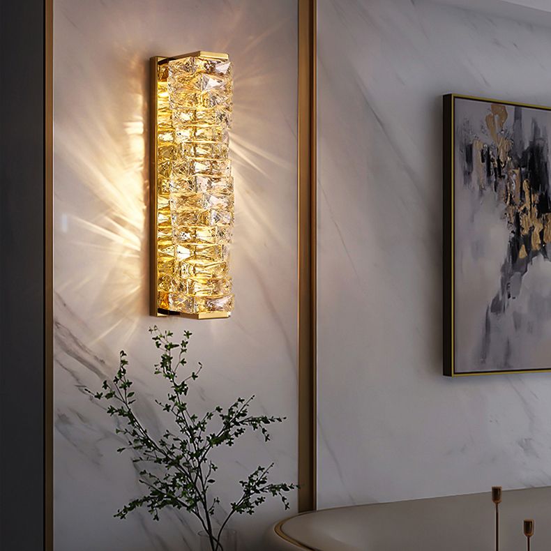 Kristy Modern Rectangular Crystal LED Vanity Wall Light with Metal Frame