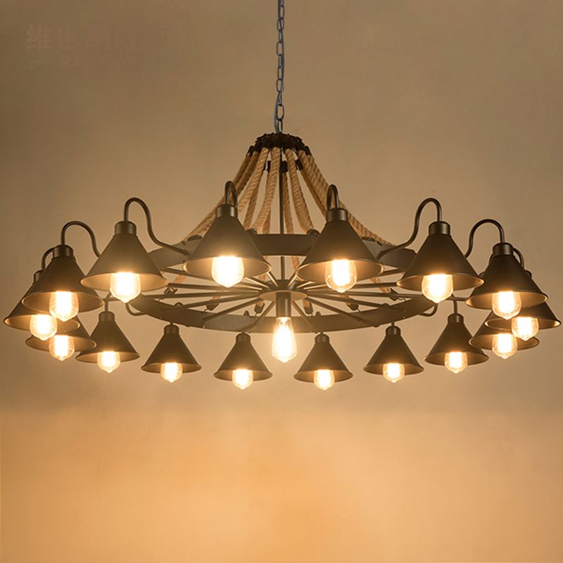 Epoch Vintage Industrial Rope Chandelier  Living Room