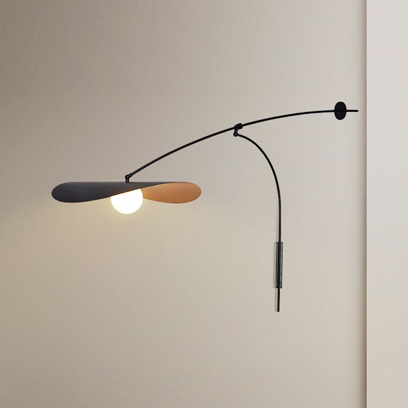 Arisha Arc Wall Lamp – Black & Gold Metal and Glass Sconce for Bedroom