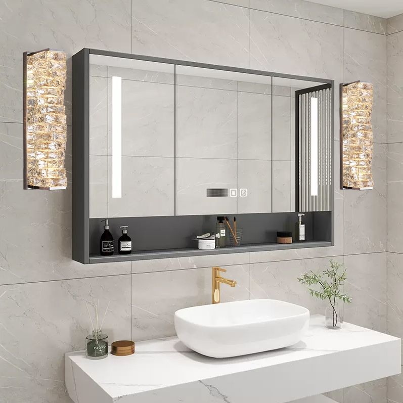 Kristy Modern Rectangular Crystal LED Vanity Wall Light with Metal Frame