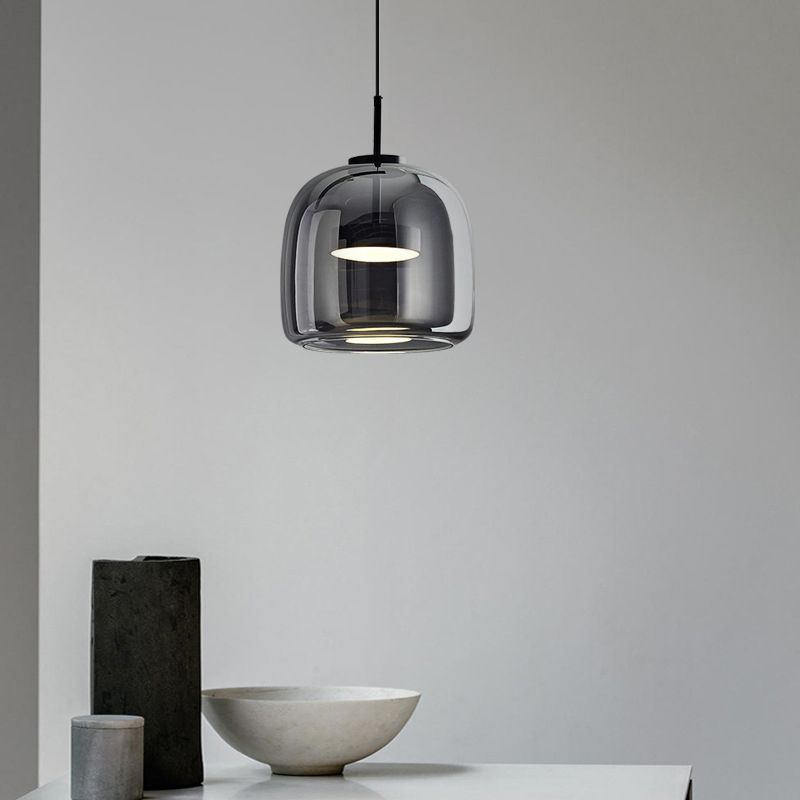 June Minimalist Pendant Light Glass Smoke Gray