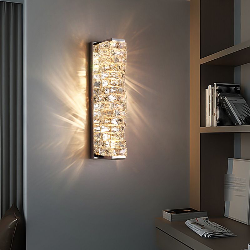 Kristy Modern Rectangular Crystal LED Vanity Wall Light with Metal Frame