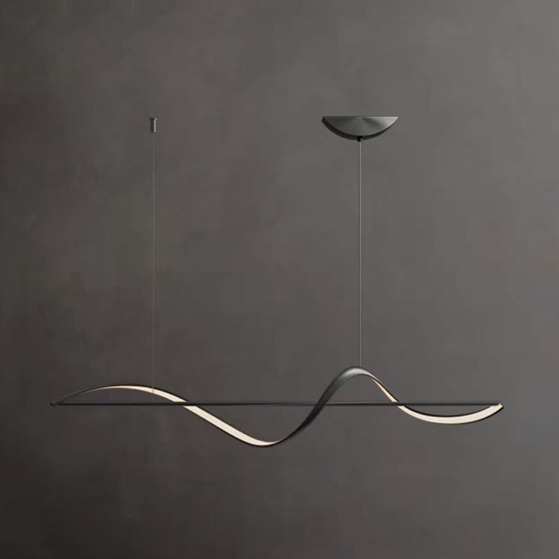 Zelin Pendant Light Wave Minimalist Designer, Metal, Brass/Black