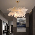 O'Moore Ostrich Contemporary Elegant Feather Chandelier, White