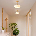 Valentina Flush Mount Ceiling Light Cup Minimalist Wood/Glass White/Orange
