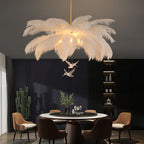 O'Moore Ostrich Contemporary Elegant Feather Chandelier, White