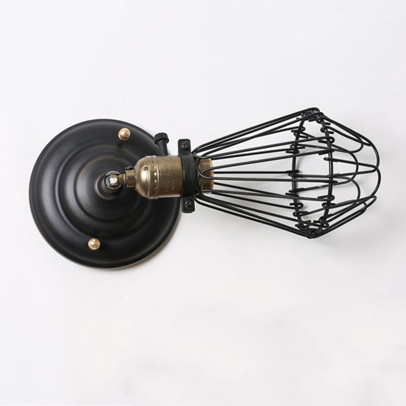 Alessio Industrial Lantern-Style Metal Wall Sconce – Black & Rust Finish