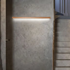 Muto Modern Linear Vanity Wall Lamp with Wooden Front and Mirror Finish